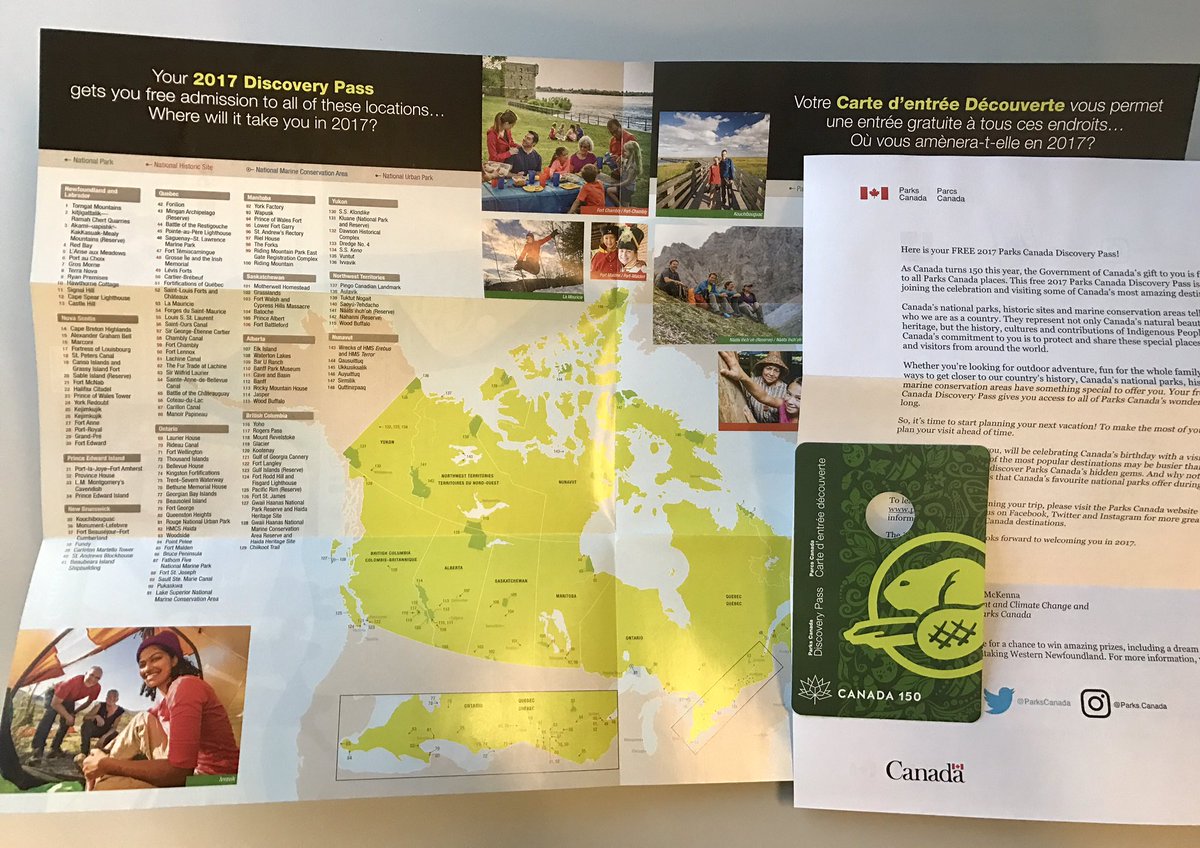 Excited to receive my #Canada150 free 2017 <a href="/ParksCanada/">Parks Canada</a> Discovery Pass. Looking forward to explore more of our beautiful country!