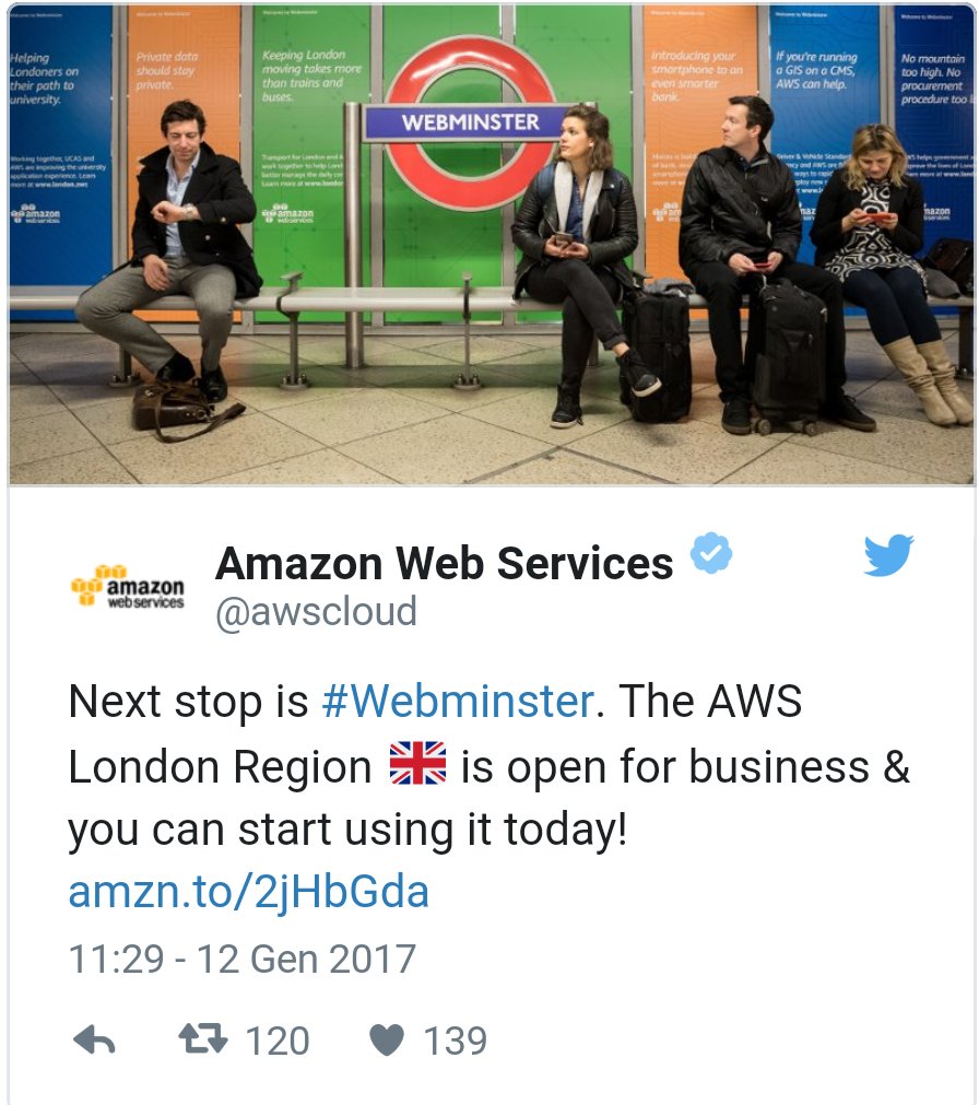 fraasco85's tweet photo. Genial idea by @awscloud @amazon @AmazonIT change the name of metro station is..no words for it. #Genius #Marketing #webminster #digital https://t.co/rjIXWD77T4