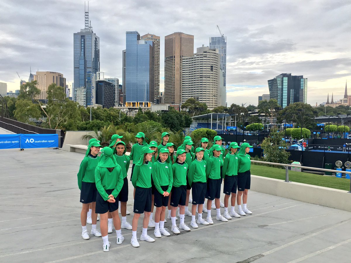 AustralianOpen's tweet photo. Reporting for #AusOpen official draw duty ๐พ๐พ๐พ#wooliesballkids https://t.co/l17al6uMG9
