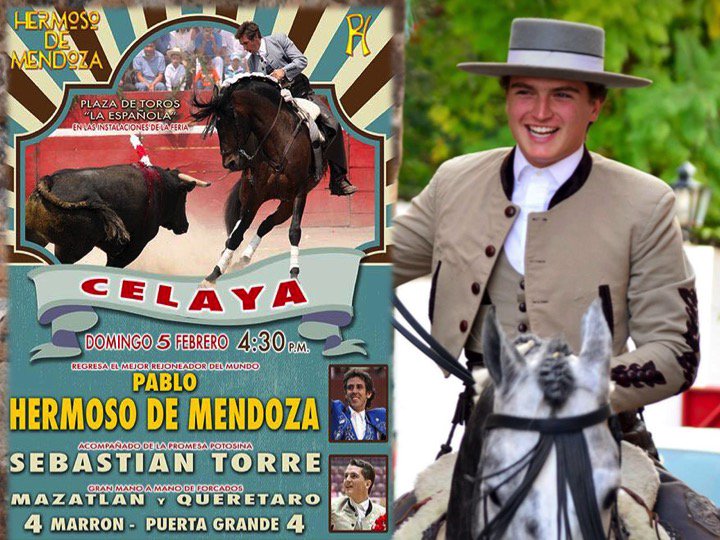LA JOVEN PROMESA DEL REJONEO "SEBASTIÁN TORRE" VUELVE A HACER MANCUERNA CON EL MAESTRO "PABLO HERMOSO DE MENDOZA" AHORA EN CELAYA, GTO.