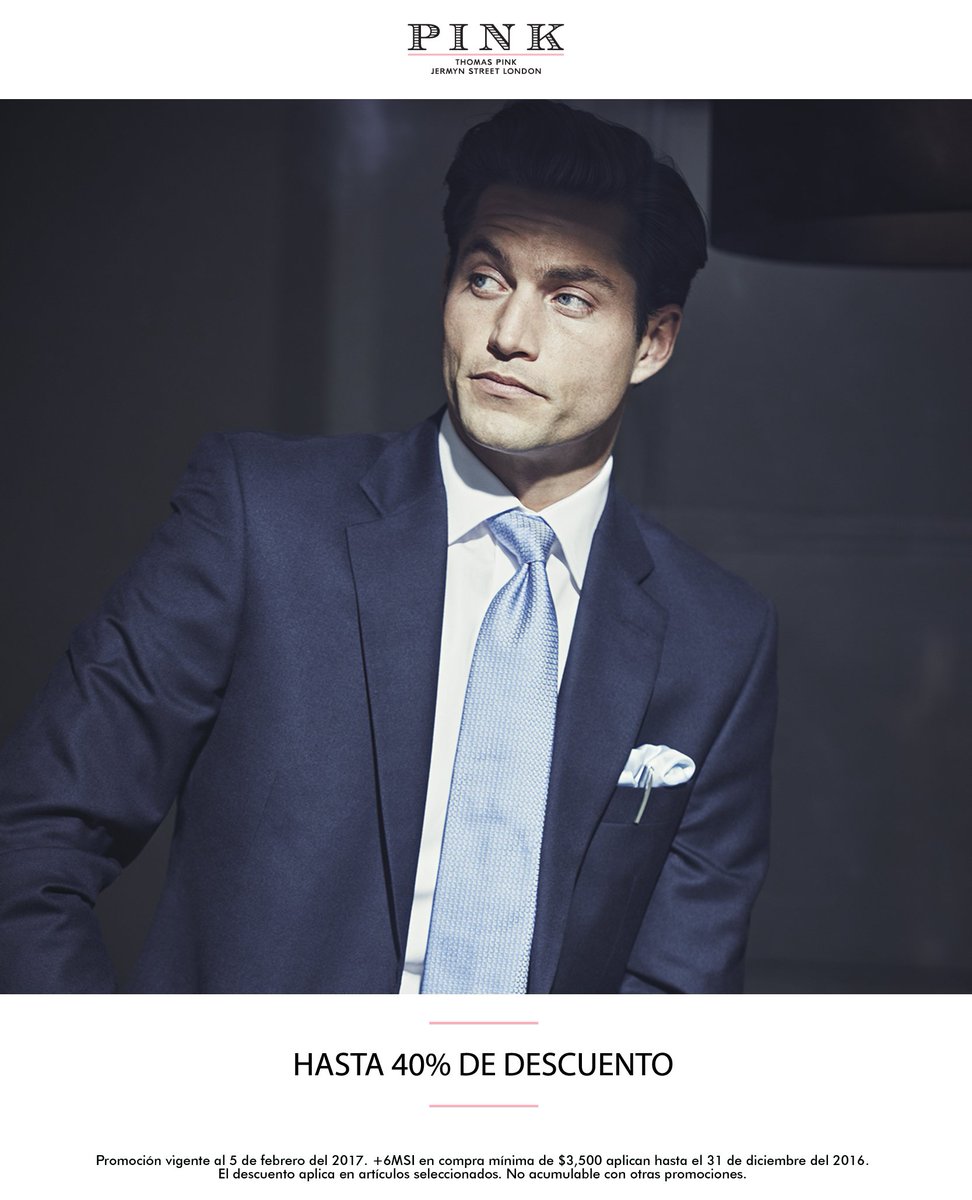 ¡HASTA 40% OFF! Disfruta de la mejor época con todo el estilo #ThomasPinkMx *Pregunta por producto participante y restricciones en tienda.