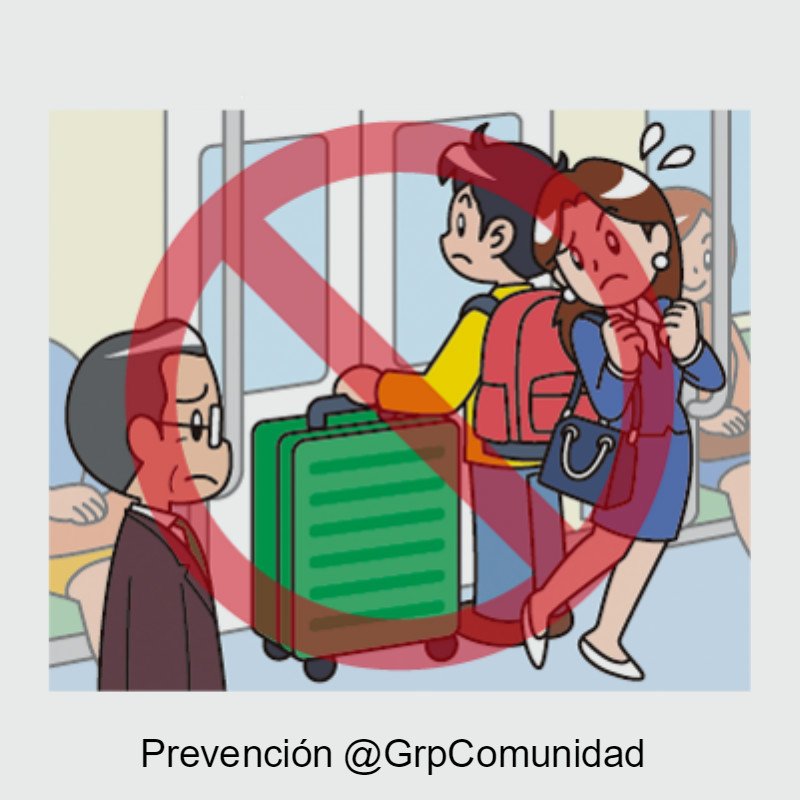 ⚠️ #Tip #Atención No coloque bolsas o maletas cerca de las puertas del transporte público, permita la circulación