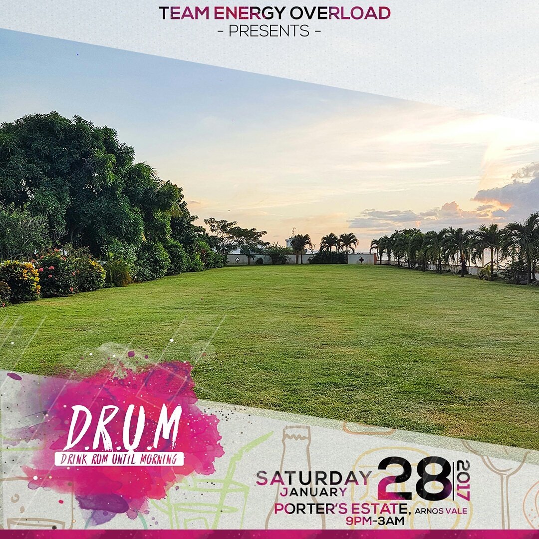 DJCaptainJohn's tweet photo. #TeamEnergyOverload presents D.R.U.M
28.01.17 @ Porter's Estate
Admission: $30 before 11pm. $40 after!
#DRUM
DRINK RUM UNTIL MORNINGπ https://t.co/JcWU1KWYKe