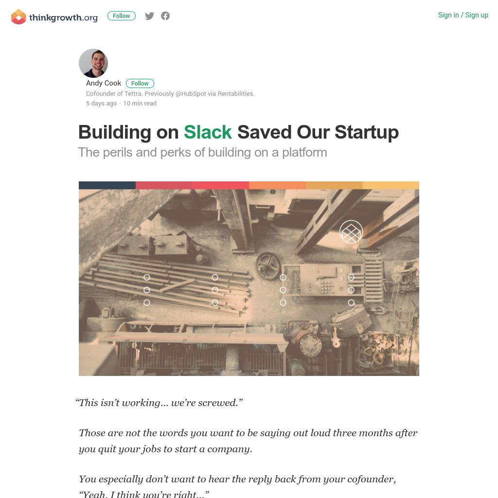 andrewchen's tweet image. Building on Slack Saved Our Startup via @nireyal bit.ly/2ipV9IY