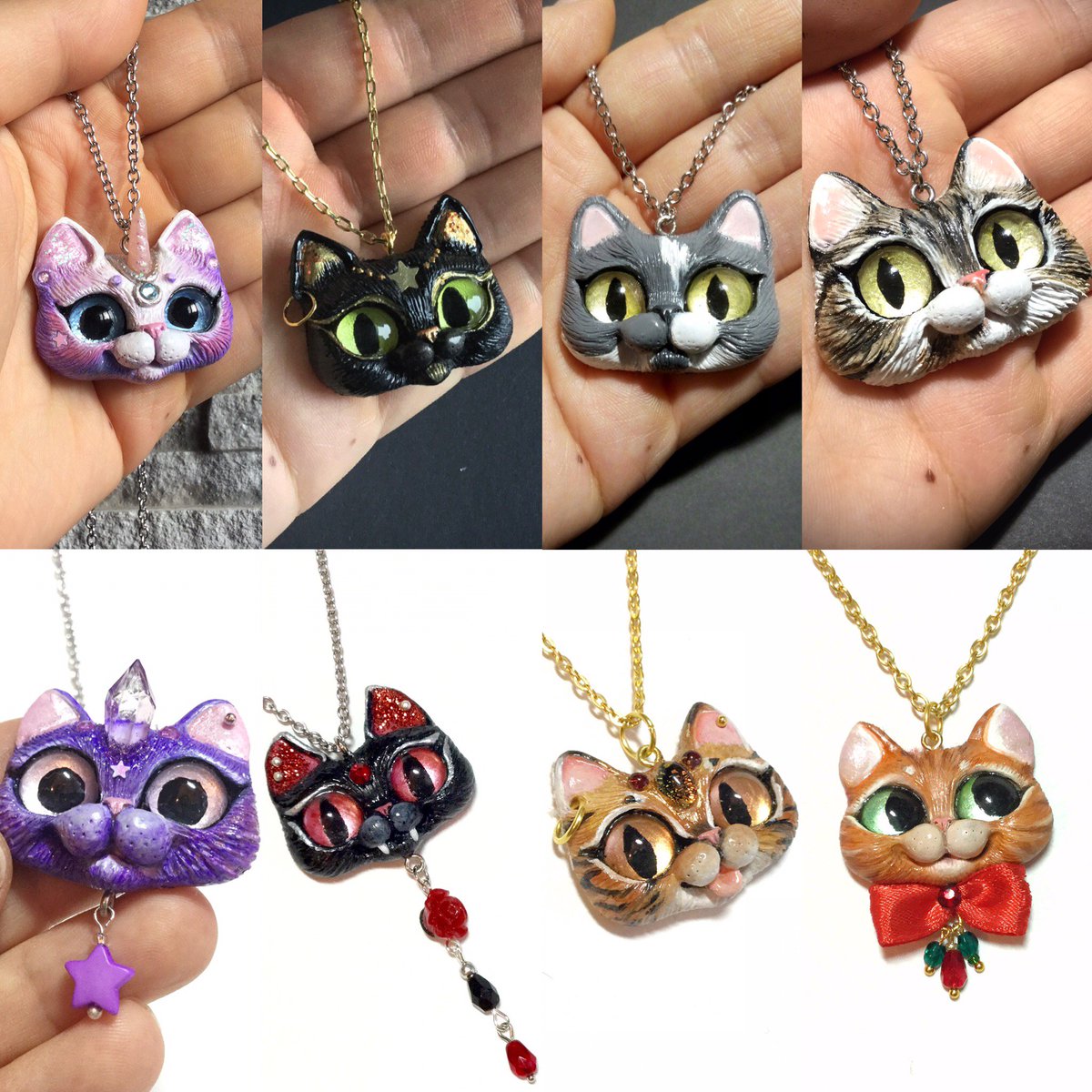 lapindefleur's tweet photo. Kitty pendants of 2016 😸❤️😊 Meow meow meow, purr purr purr 🐈🐈🐈 https://t.co/0dGIy0GE1a