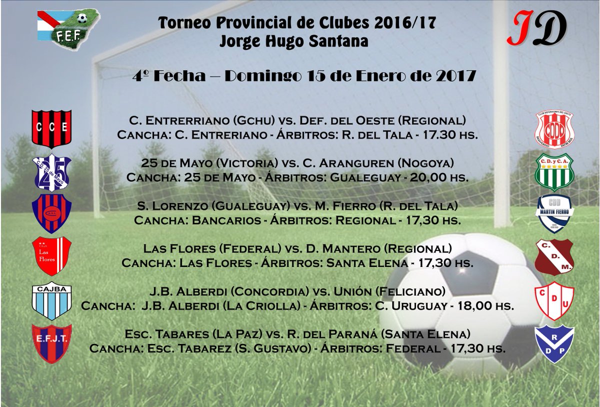 IDeportiva2026's tweet photo. #FEF #TPC2016-17 Programación de la Cuarta Fecha https://t.co/oHxtN0k5rA