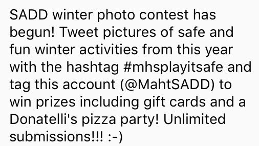 SADD Winer photo contest!!! #mhsplayitsafe !!!