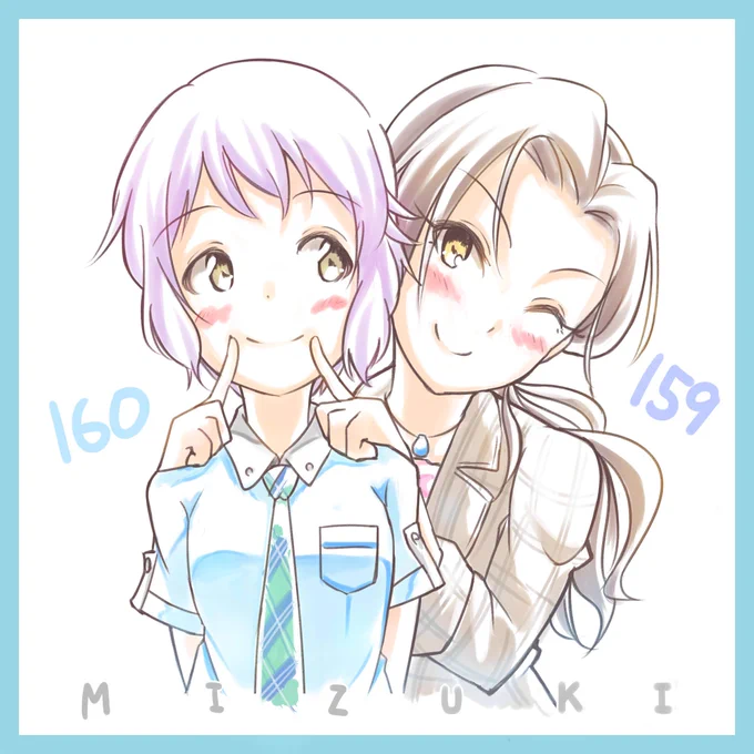川島瑞樹と真壁瑞希、背が高いのはどっちでしょう?な落書き
#imas_cg  #imas_ml 
