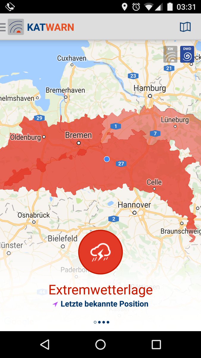 #Egon sorgt für umfangreiche Warnung. Aktuell fällt zumindest #Schnee in #Verden Vorsicht ist geboten. #Sturm #Unwetterwarnung