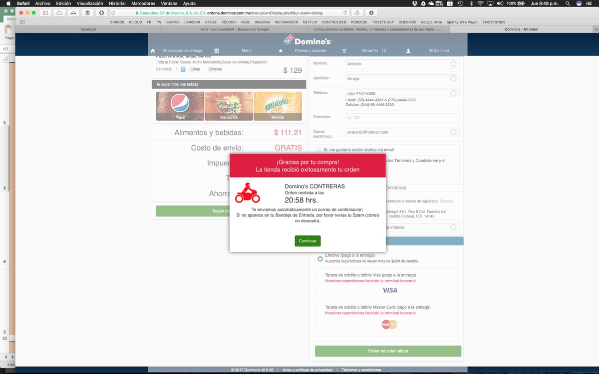 Una vez más <a href="/dominosmx/">Domino's México</a> manipulando la hora de “Orden recibida” a su favor. Así su garantía se extiende a 40 minutos. #Abuso <a href="/Profeco/">Profeco</a>