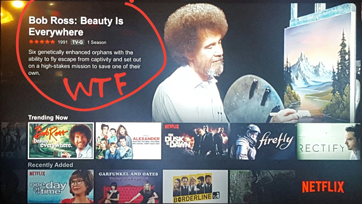 leanneosmond's tweet photo. Looks like # BobRoss is taking things in a new and interesting direction.
#Netflix https://t.co/g2UDN7PC33