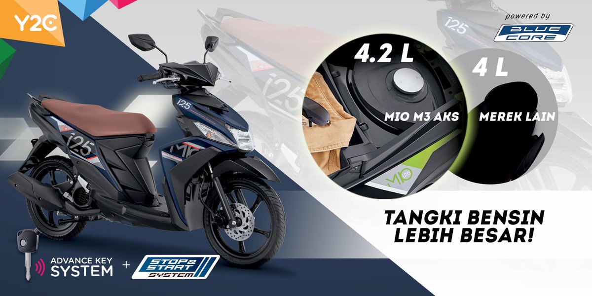 Kemanapun tujuanmu, ga usah takut lagi! Karena #Mio M3 AKS SSS punya kapasitas bensin lebih besar. So, siap jalan jauh lagi? #Y2CPromo