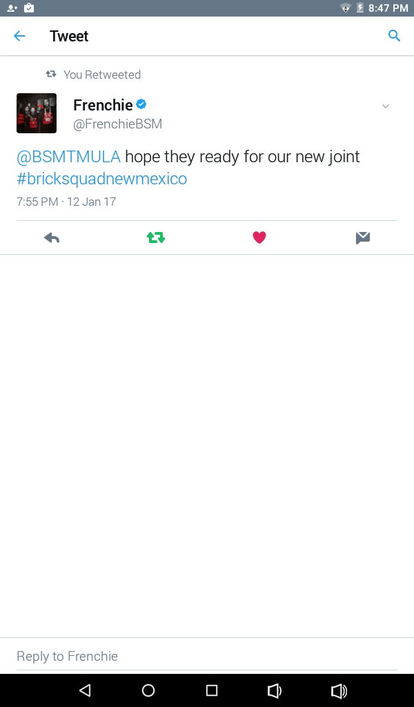 BSMTMULA's tweet photo. #moneyisthetopic #Bricksquadnewmexico I'm bout to turn up with @FrenchieBSM #squadlife #squadshitonly https://t.co/xLQ0d9xsYz