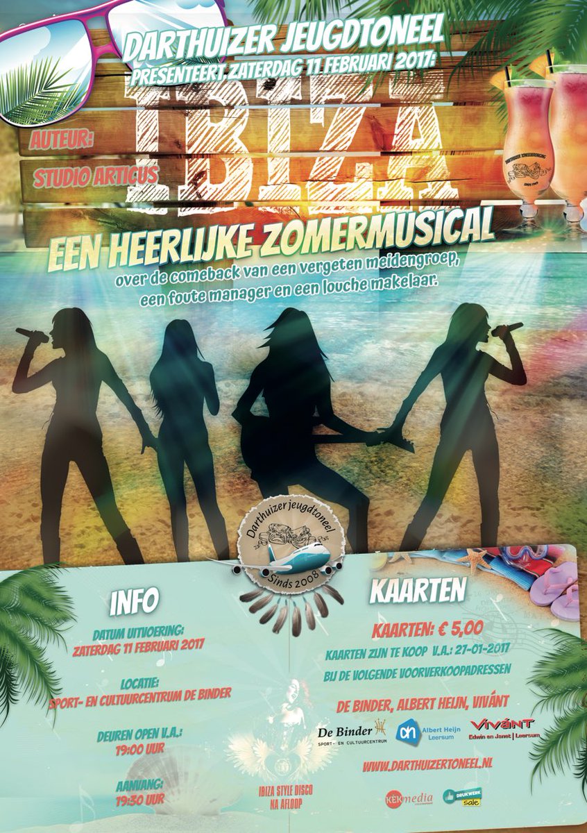 Zaterdag 11 februari leuke feel good #musical met bekende songs! Kaartjes à € 5,00 te koop <a href="/AHLeersum/">Albert Heijn Leersum</a> @DeBinder @Vivánt darthuizertoneel.nl