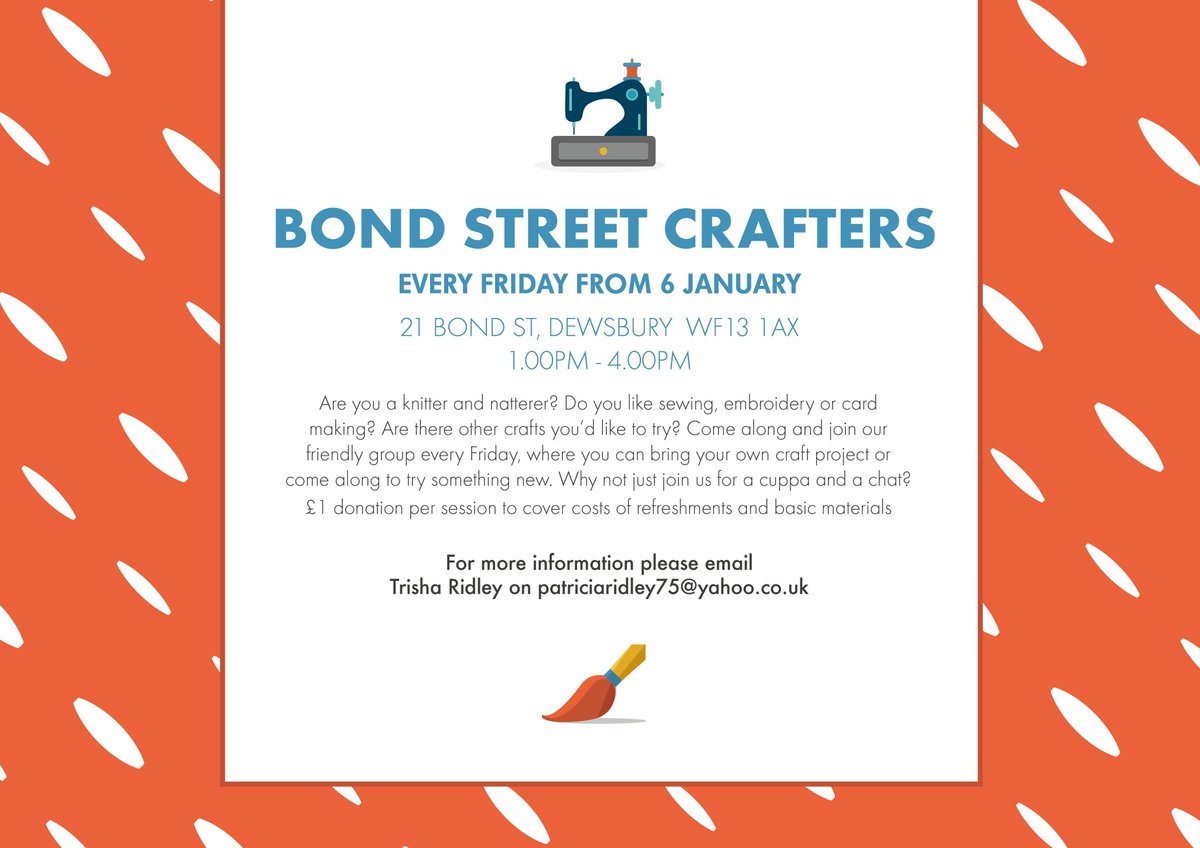 ThriveAtConnect's tweet photo. Calling all crafty people! Today at 1pm at #ThriveAtConnect we have a friendly craft group that you’re all welcome to join. Details attached https://t.co/tCgOvBCB2E
