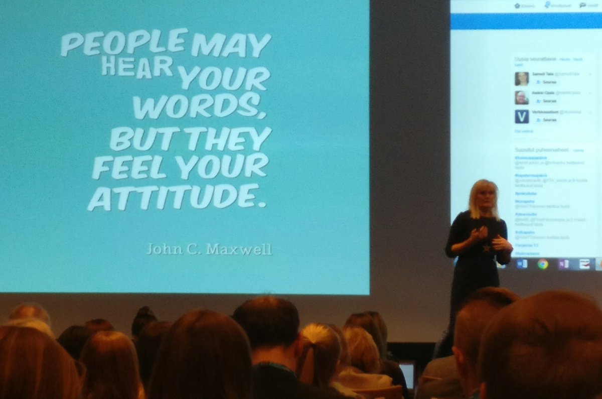 TedApter's tweet image. John Maxwell: &apos;People may hear your words, but they feel your attitude.&apos; #intro2017 #tunnekulttuuri @MerjaFischer
