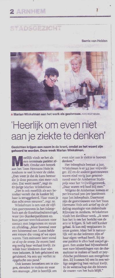 THHArnhem's tweet photo. Er stond een een prachtig interview in de Gelderlander met onze gastvrouw Marian https://t.co/kJbknzHEpE