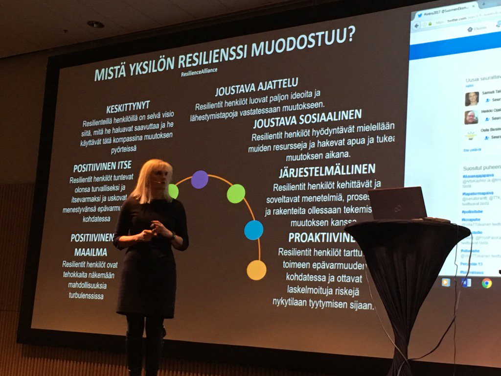 mariapekkala's tweet image. #Resilienssi koostuu seitsemästä kyvykkyydestä. @MerjaFischer #Intro2017 @SuomenEkonomit