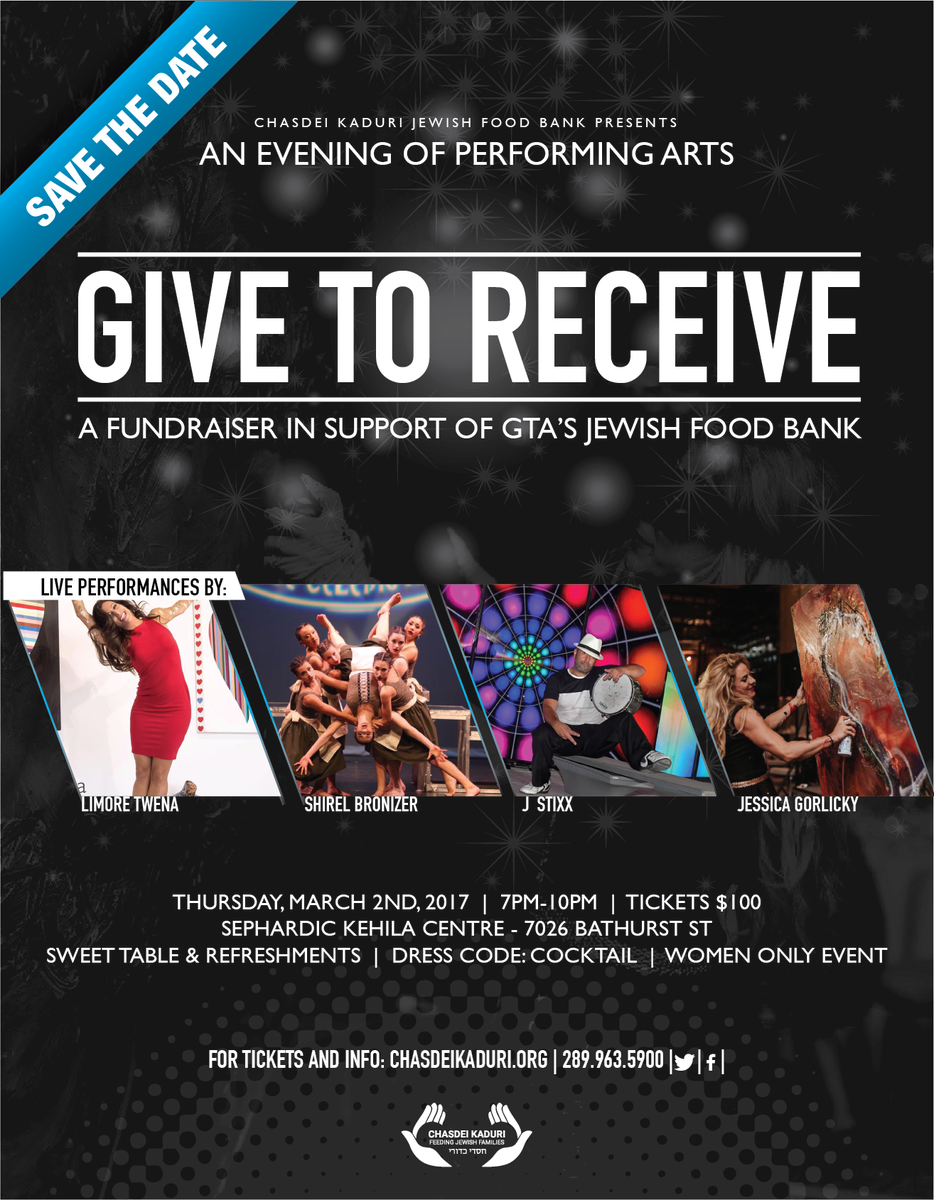 ChasdeiKaduri's tweet photo. Get your ticket to an AMAZING evening of performing arts! Info and tkts here: https://t.co/wIx9Me9pD7 #GiveToReceive #Fundraiser #JewishTO https://t.co/XUsoWJaXRz