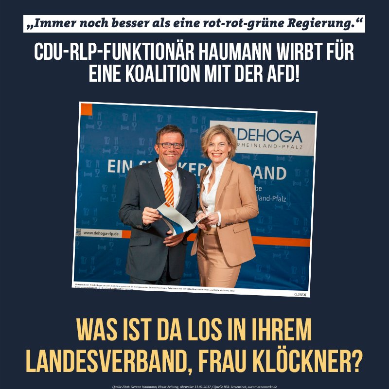D_Stich's tweet photo. Was ist da los? Der @cdurlp-Funktionär Gereon #Haumann wirbt für eine Koalition mit der #AfD. Erwarte klare Reaktion von @JuliaKloeckner! https://t.co/2ohl0hbNFW