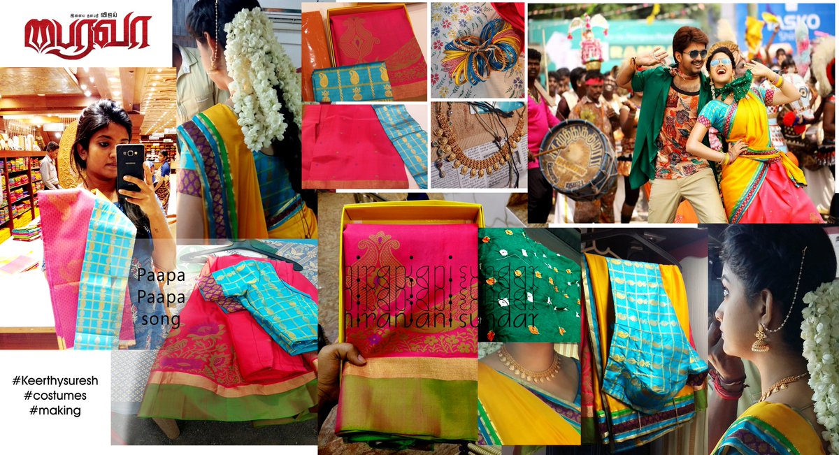 NiruSundar's tweet photo. Papa papa song #bairavaa #awesomatic #gorgeous #keerthysuresh #costumes #making #colors #lookboard #niranjanisundar @KeerthyOfficial ๐๐ https://t.co/kigabDJSpc