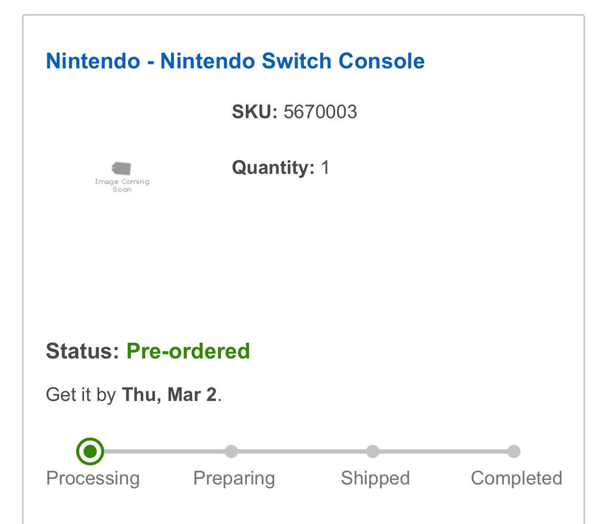 Barnacules's tweet photo. Yes! I was able to pre-order a #Nintendo #Switch from @BestBuy. Hope they don't mess it up! #Excited #NintendoMasterRace https://t.co/SyRITVOosG