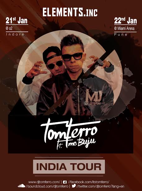 Eelementsinc's tweet photo. This just in - TOM FERRO #IndiaTour coming up next weekend in #Pune and #Indore. Come shake it with us!! #ElementsInc #TomFerro #MCBuju https://t.co/PV9Ka9kNjW