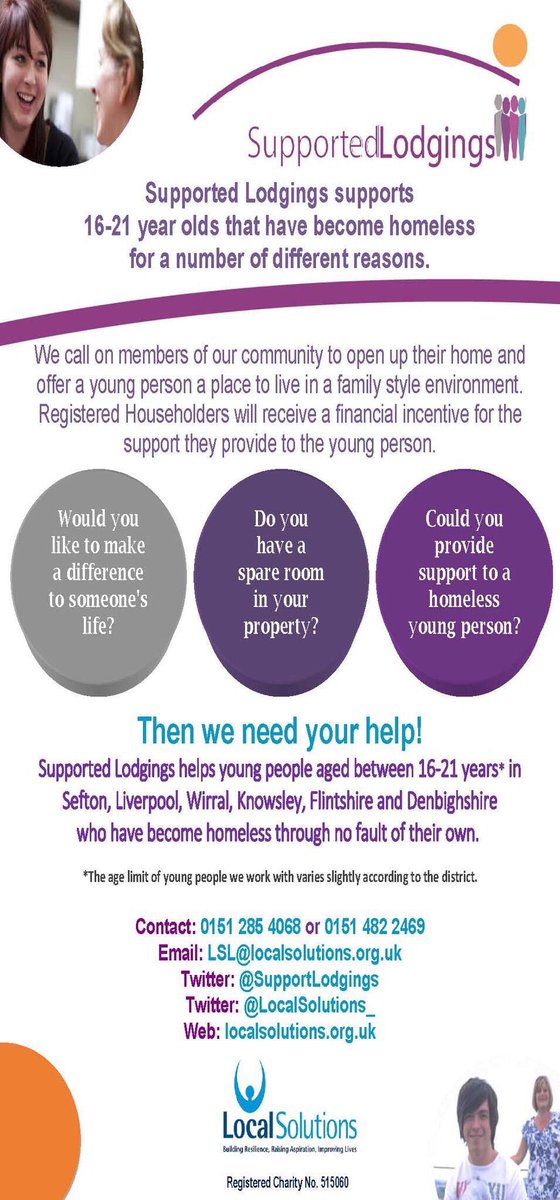SupportLodgings's tweet photo. Do u have a spare room in your property? Could u help a young #homeless person? Recruiting for new householders. https://t.co/ZFzC3mttEt