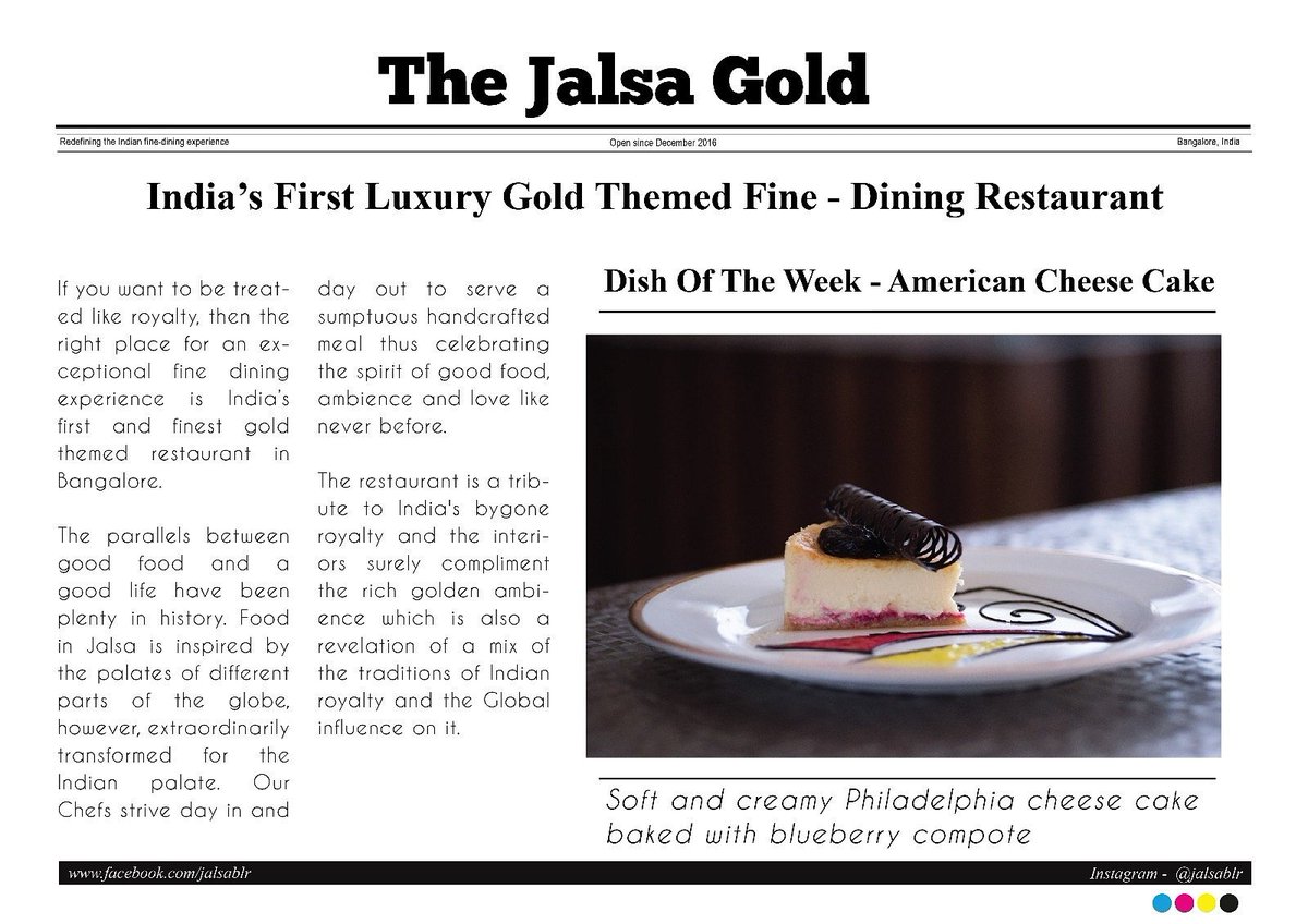 Jalsablr's tweet photo. Our signature dish this week is a soft and creamy Philadelphia cheese cake baked with blueberry compote. #JalsaGold  #Cheesecake #Dotw https://t.co/RuGRtqWxVw