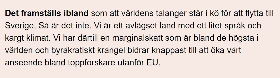 Om Sverige ska vara ett attraktivt land för utländska forskare kan vi inte låsa in dem i ett byråkratiskt limbo. di.se/opinion/saco-o…