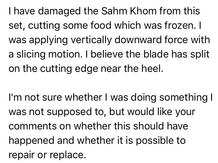 IOShenknives's tweet image. 1.Of course it's damaged! Cutting through frozen food is like cutting through brick!
2.No you're not supposed to!
3.I'm 👍🏻 but not that 👍🏻!😂