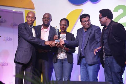 UCC_Official's tweet photo. Service Excellence Award was scooped by @Airtel_Ug; winning #innovation was "Tugabane" a multiple user data sharing service. #fbf #ACIA2016 https://t.co/MX5EqqsT39