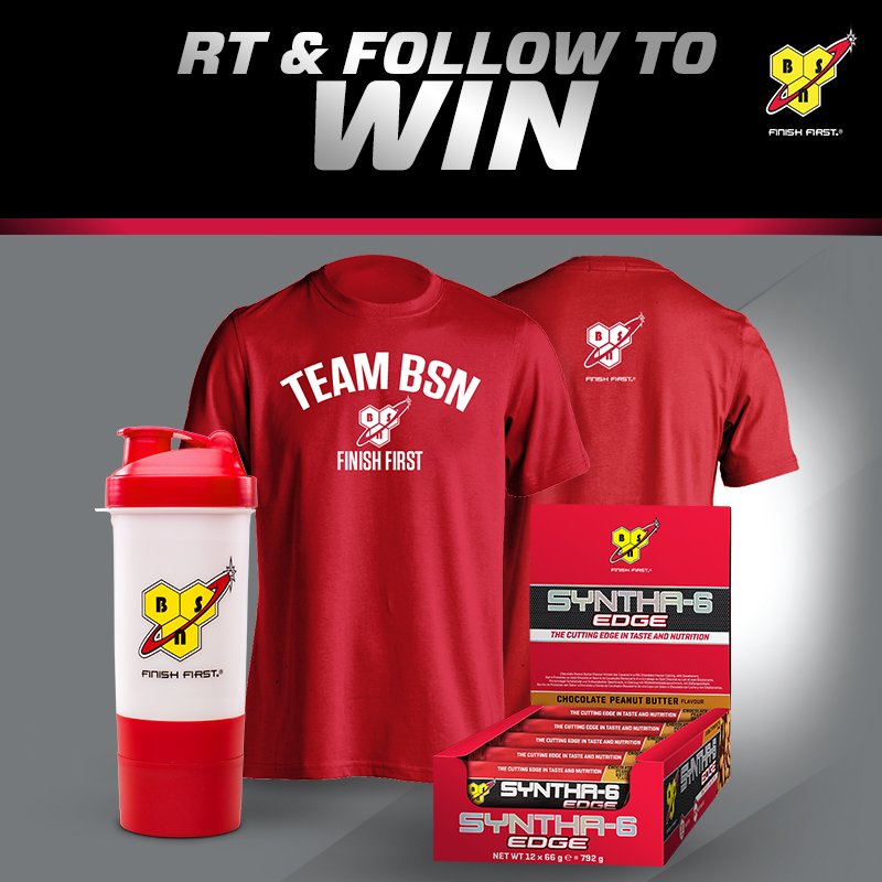 TeamBSN's tweet photo. Get back on the grind this January with #BSN. #RT + Follow to #WIN a BSN shaker, tee &amp; a box of SYNTHA-6 EDGE Bars. Comp closes today 💪 https://t.co/u4MQHvd8Ie