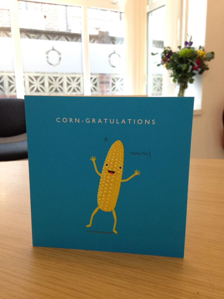 AcornHealthUK's tweet photo. Loved this card we received, pun-tastic! :') #relaunch #chiropractic #corn #acornhealth #health https://t.co/enA6xMo4U9