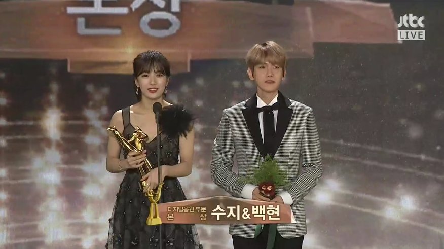 ChanHomeTH's tweet photo. 170113 แบคฮยอนและซูจี ได้รับรางวัล 6th Digital Bonsang จากงาน 31st Golden Disc Awards ขอแสดงความยินดีด้วยนะคะ 👏💕🎊🎉 https://t.co/zJVJHIbbV3
