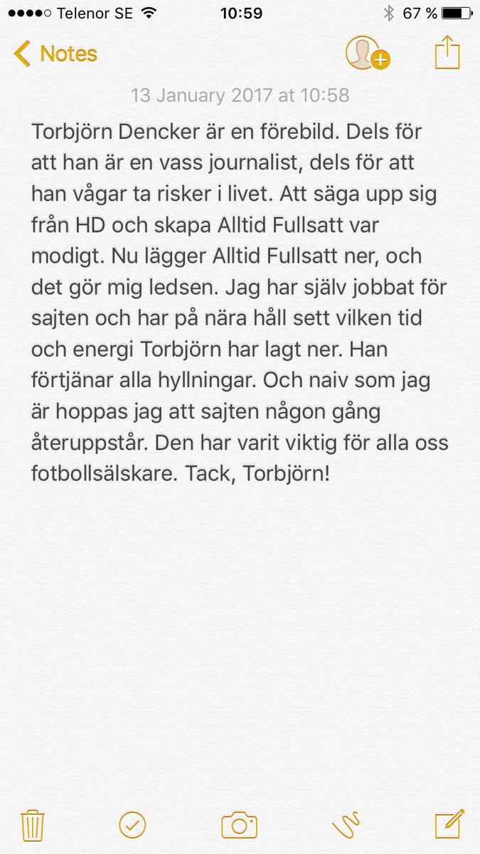 Vilket jobb du har gjort, <a href="/TorbjornDencker/">Torbjörn Dencker</a>. Vi är många som kommer sakna <a href="/AlltidFullsatt/">AlltidFullsatt</a>.