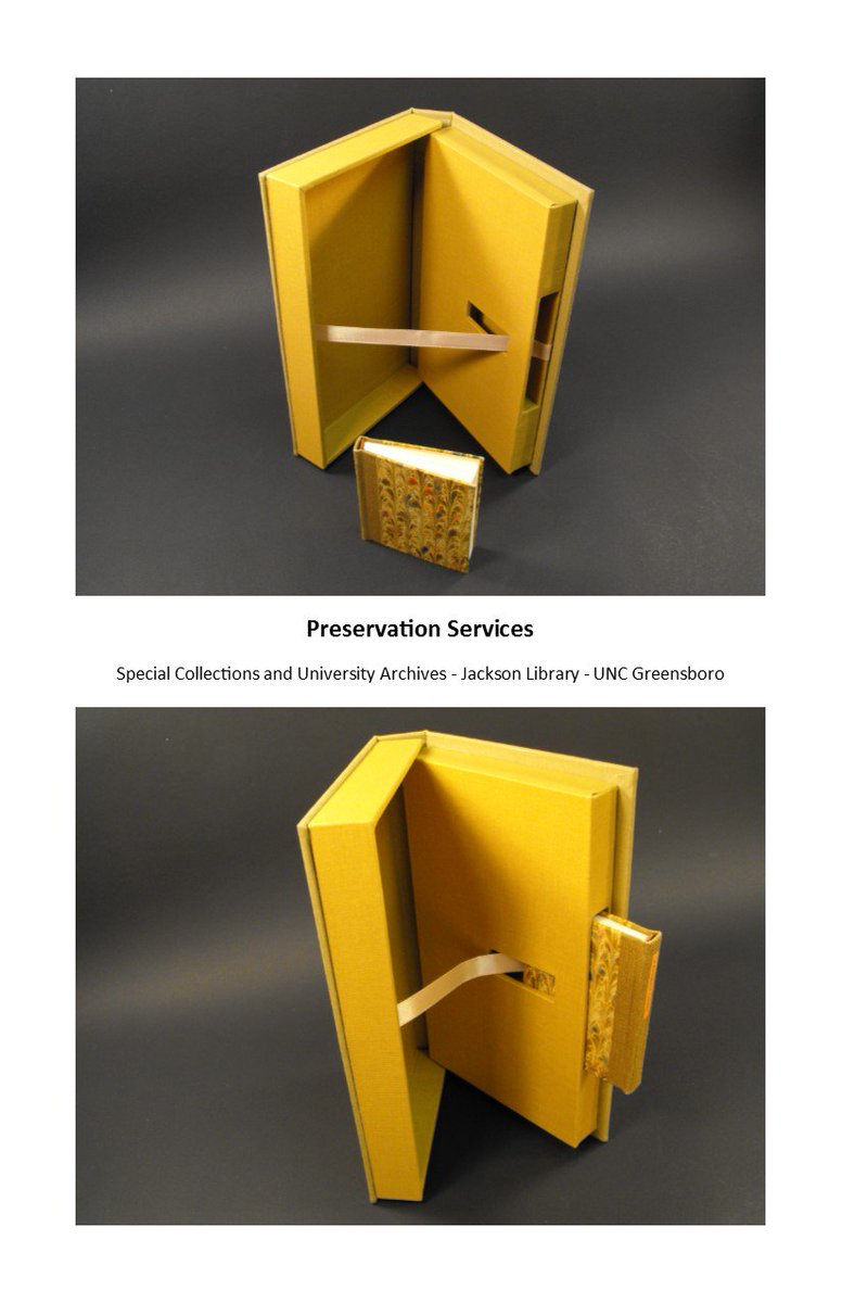 UNCGPRESERV's tweet photo. Special collections, special items, special clamshell boxes! #preservation #conservation #books #library https://t.co/XFYnZQIC1F