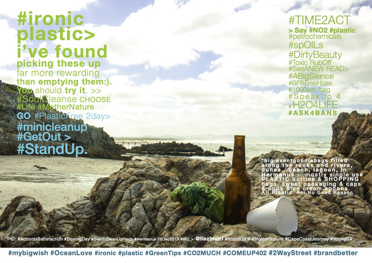 liezlmari's tweet photo. #ironic #plastic #ActionIsSatisfaction> #GetOut #StandUp 4 #MotherNature 
And You Do So #4Yourself Too :). #H204LIFE #minicleanup #COMEUP402 https://t.co/vvyg67WEno