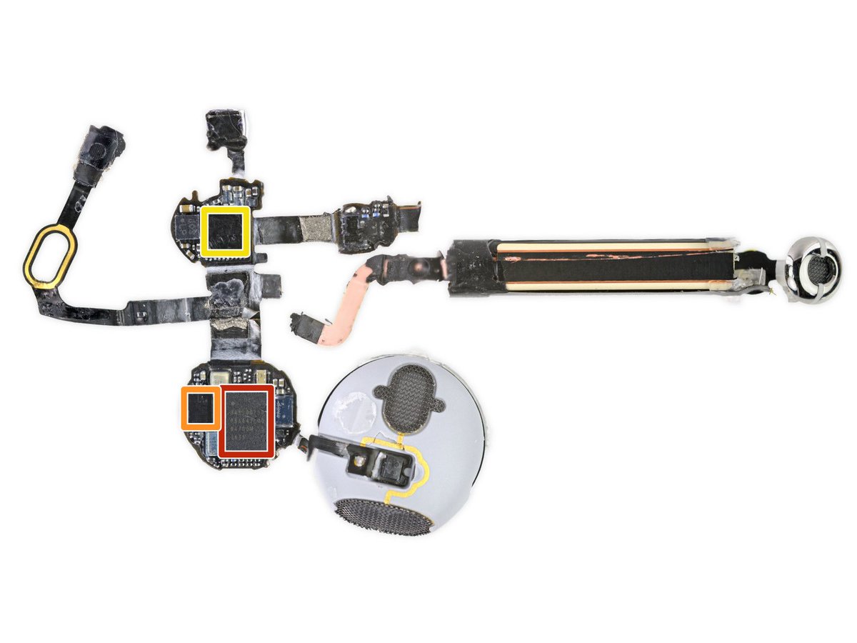 BrianRoemmele's tweet image. The first near-field #VoiceFirst device, AirPods have more computing power than the iPhone 1: total of 3 Cortex SoCs. Big possibilities.