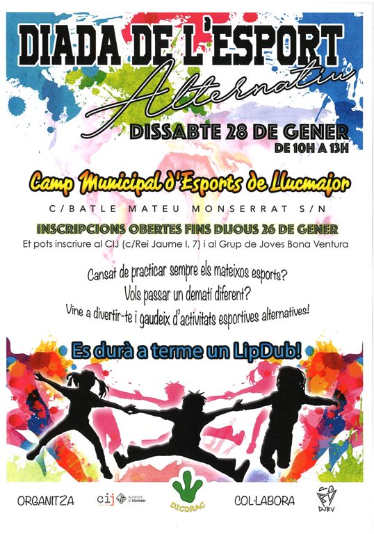 cijllucmajor's tweet photo. Diada esport alternatiu. 28/01  Llucmajor. Joves fins a 20 anys. Informa-te'n! +info:per privat o facebook
Ens ajudau a difondre???? https://t.co/fZhBCz50cj