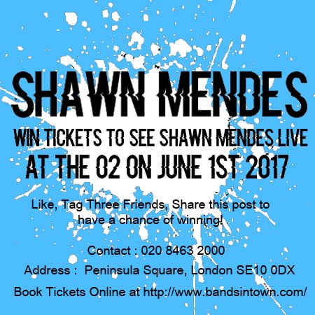COMPETITION TIME!!! Win tickets to see <a href="/ShawnMendes/">Shawn Mendes</a> live at the 02! Make sure you Like, Share and Tag Three Friends #Musicmagazine