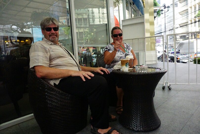 TrueThaiTours's tweet photo. Welcome Terry and Pia from USA. After visit #GrandPalace #RecliningBuddhaImage Stabuck in China Town is served #BangkokClassic https://t.co/Lef1jqLseZ