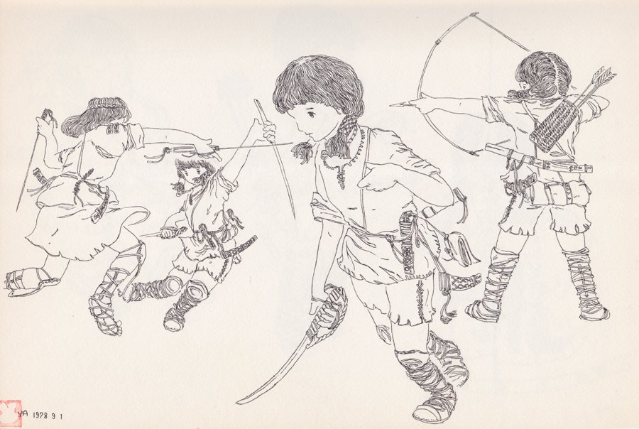 今から39年前の1978年、まだ大学生だった頃、『未来少年コナン』の初放映時、ヒロインのラナに思い入れ、徒然なるままにラナをモデルに描いた少女戦士が、なぜかナウシカを彷彿させる絵になった。自分にとって「闘う少女」という創作の系譜の始まりがラナでありナウシカだったのだ。 