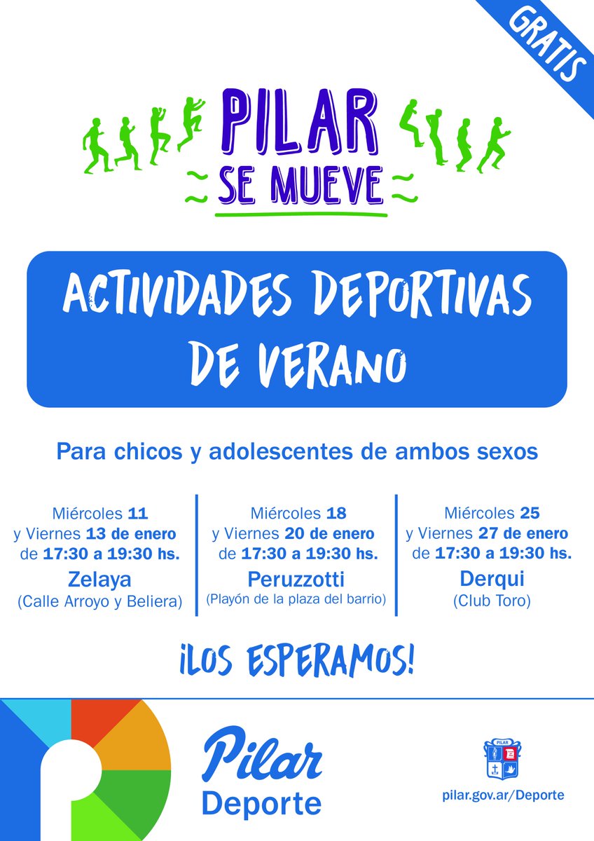 DeportesPilar's tweet photo. Acordate!!! Desde las 17.30 te esperamos en Zelaya para disfrutar de una tarde a puro deporte en Beliera y Arroyo! @NicoDucote @luchyravina https://t.co/1p3fp2moFW