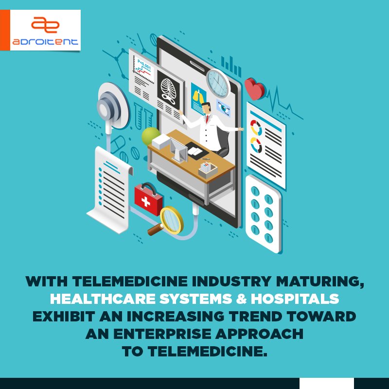 Adroitent's tweet photo. #Telemedicine rapidly evolving from being a specialty offering to a mainstream service! #HealthIT #HIT #DigitalHealth https://t.co/W1bBtevuuy