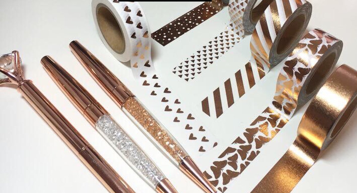 Rose gold washi tape now in stock on our website dottymooplannershop.co.uk #rosegold #washiaddict #washitape #etsyuk