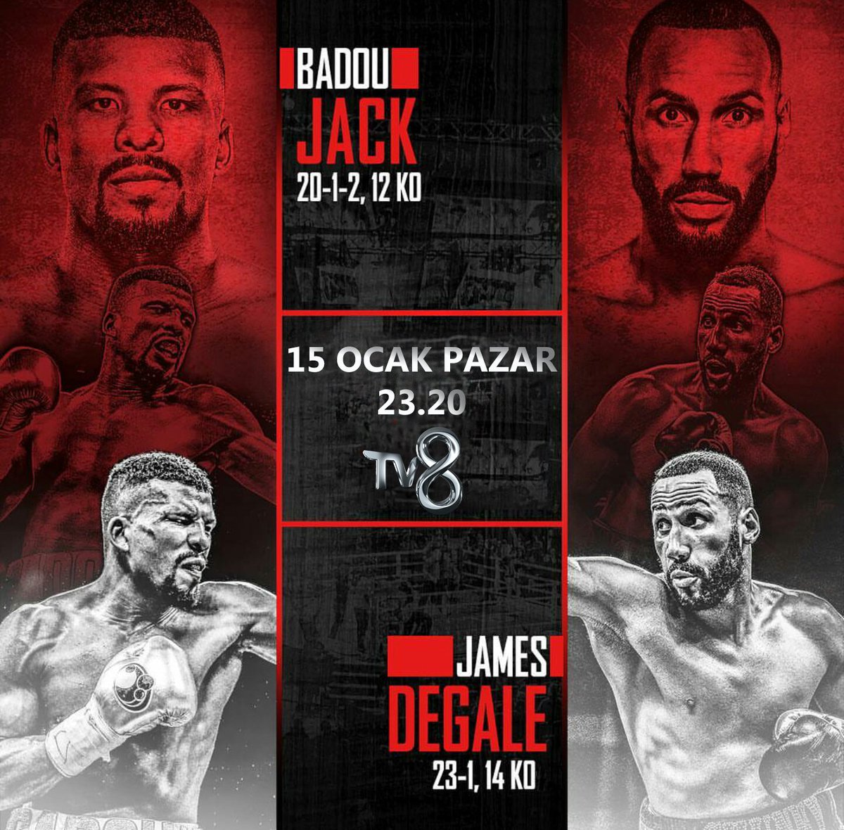 tv8's tweet photo. Yumruklarını en iyi olmak için atacaklar! ‘’Badou Jack – Jack DeGale’’ WBC-IBF Unvan Birleştirme maçı Pazar akşamı TV8’de sizlerle. https://t.co/37cCTDwxDK