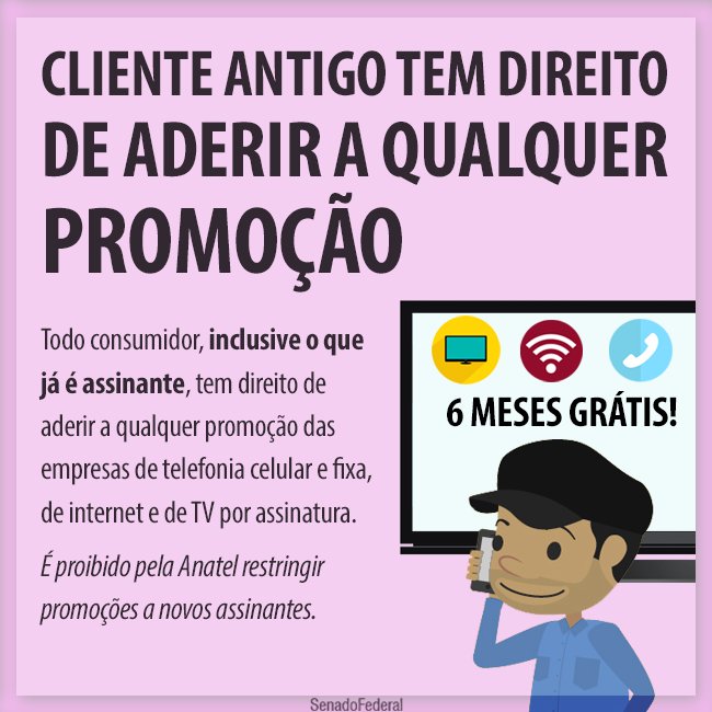 Senado Federal - Tem internet, TV por assinatura, celular ou telefone?  Conheça os seus direitos