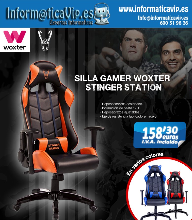 Informaticavip_'s tweet photo. ¡Qué empiece el #juego! #silla #gaming #woxter con reposacabezas acolchado. #informaticabarata #electronica #ofertas #felizviernes https://t.co/GinR7lsaZl
