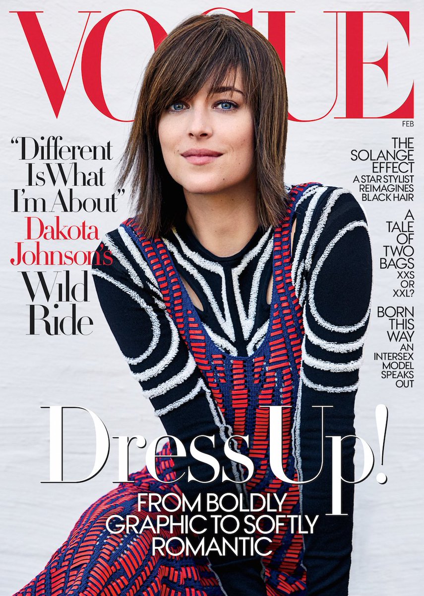 voguemagazine's tweet photo. Dakota Johnson stars on the cover of our February issue! Read the full cover story: https://t.co/4qLlGGR1XA https://t.co/ncek3AWwC7